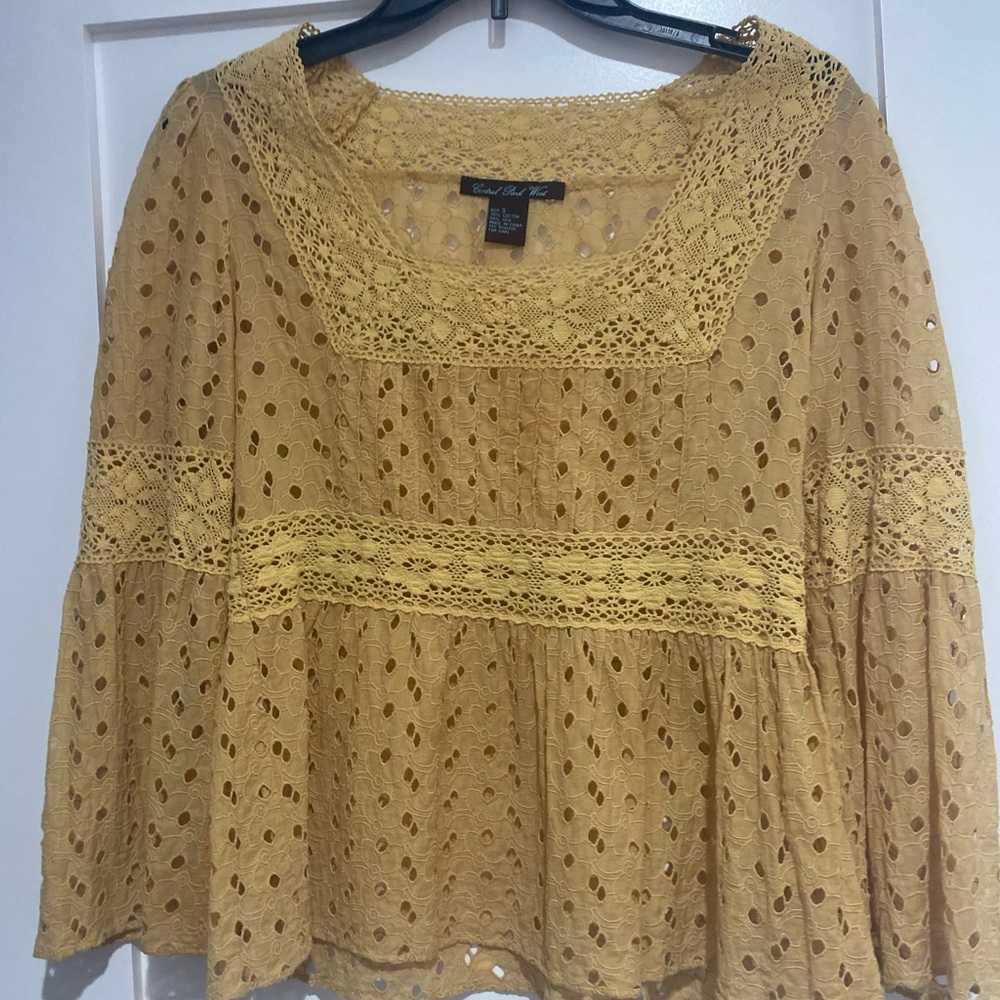 Revolve Central Park West Eyelet Mustard Top